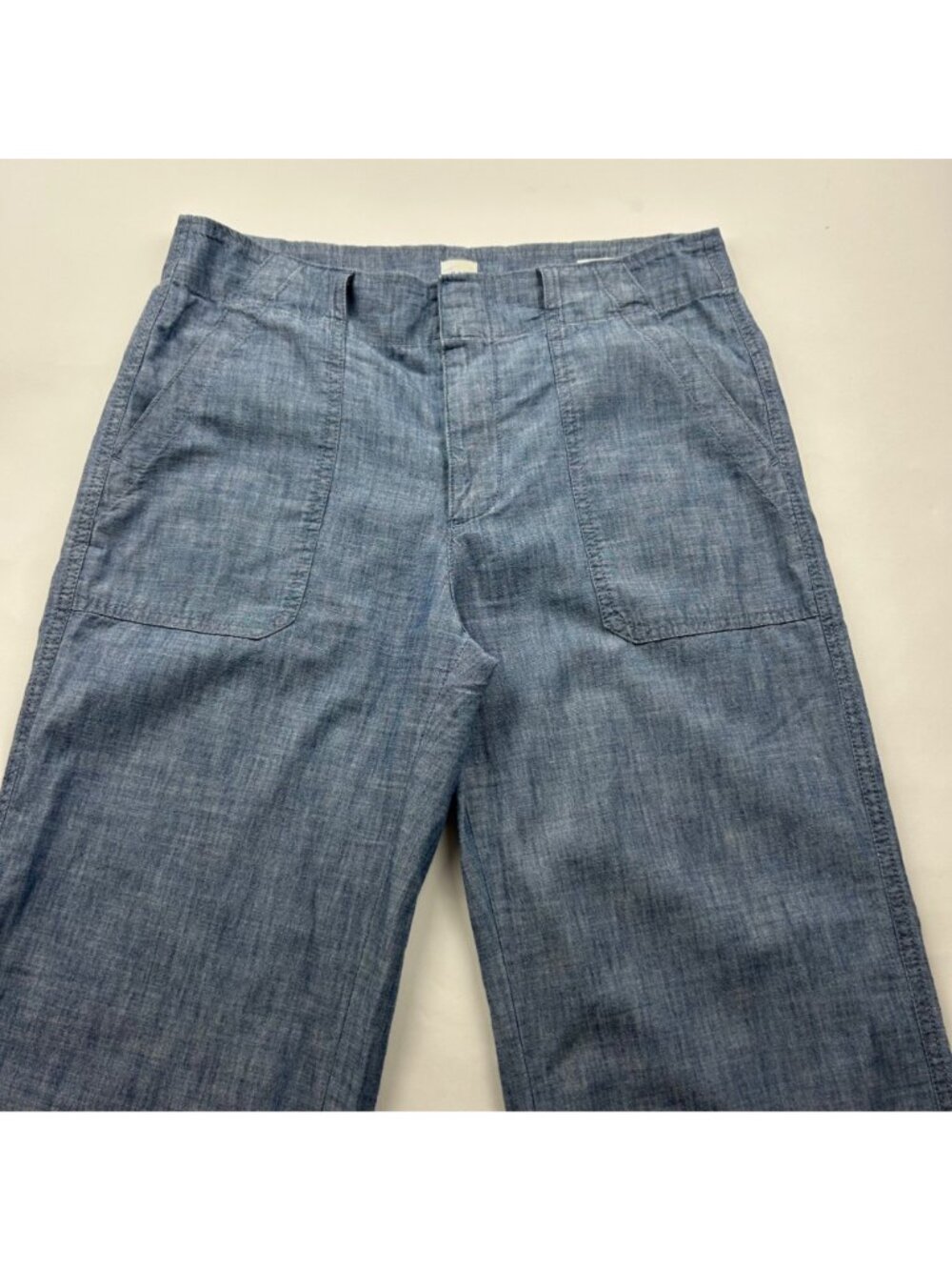 Gap Blue Chambray Wide Leg Summer Trousers 6 - Picture 2 of 6